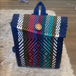 Maria Victoria Colorful Woven plastic Backpack